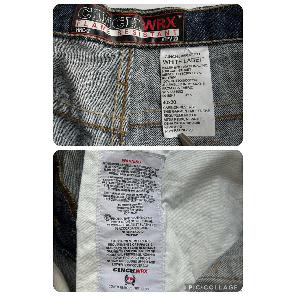 CINCH MENS WRX FR FLAME RESISTANT JEANS SIZE 40x30 BOOT CUT HEAVY DUTY WESTERN - Picture 14 of 15